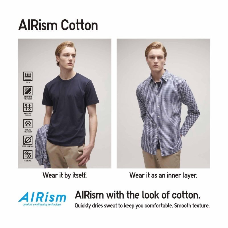 Camiseta Uniqlo Airism Cotton Crew Neck Hombre Negras | 6379857