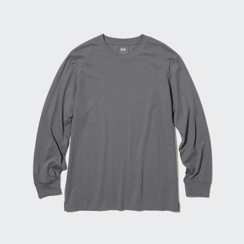 Camiseta Uniqlo Airism Cotton Uv Protection Crew Neck Hombre Gris | 1384701