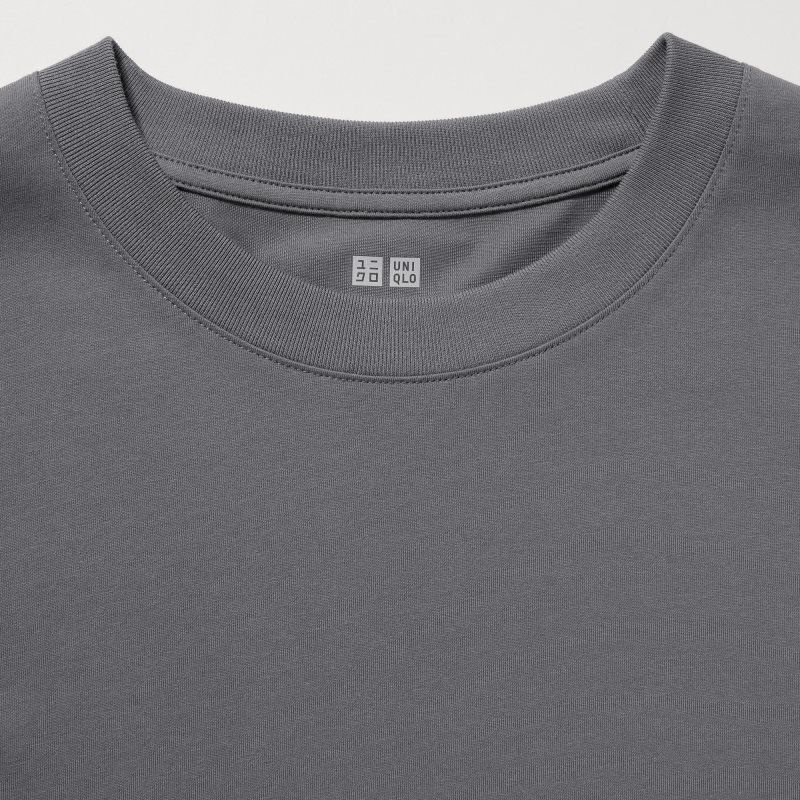 Camiseta Uniqlo Airism Cotton Uv Protection Crew Neck Hombre Gris | 1384701