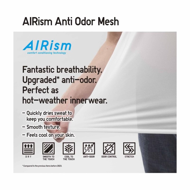 Camiseta Uniqlo Airism Mesh Anti-odor V-neck Hombre Beige | 1390334