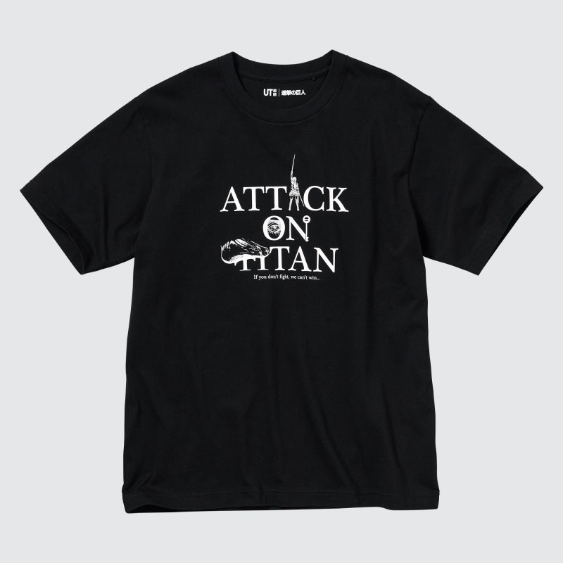 Camiseta Uniqlo Attack On Titan Ut Short-sleeve Graphic If We Don't Fight, We Can't Win Hombre Negras | 6134278
