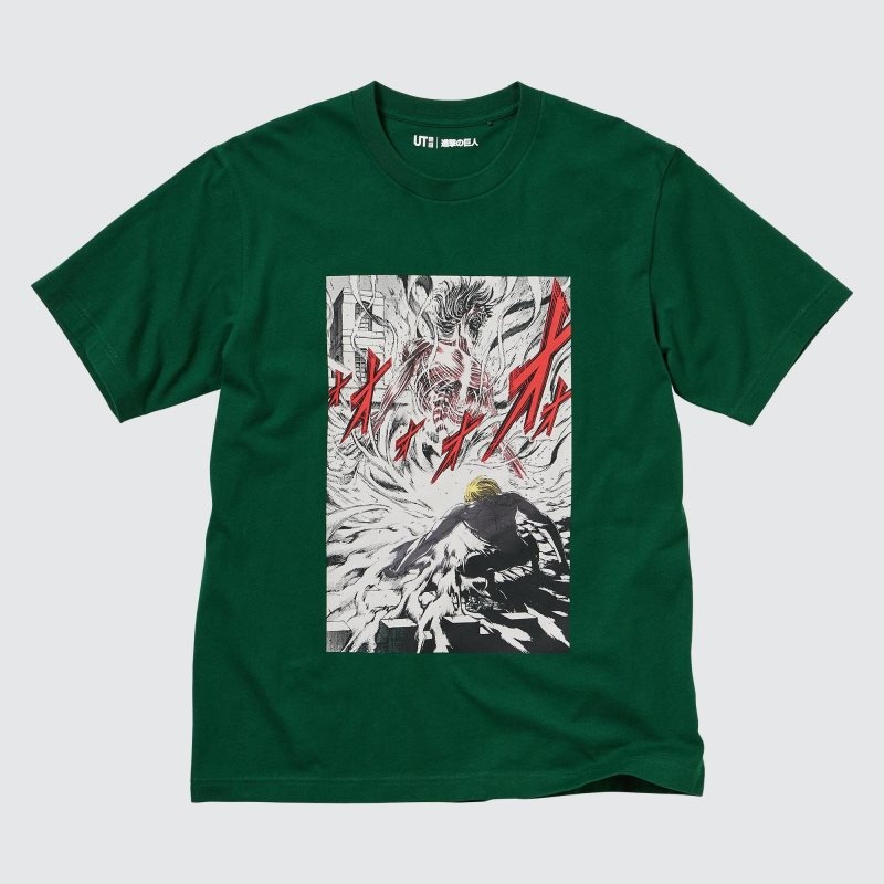 Camiseta Uniqlo Attack On Titan Ut Short-sleeve Graphic Eren Transforms Into A Titan Hombre Verde | 4756713