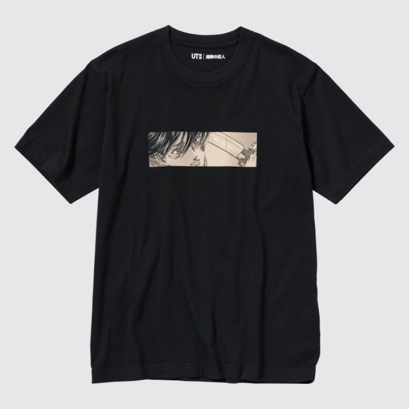 Camiseta Uniqlo Attack on Titan UT Short-Sleeve Mujer Negras | 6408442