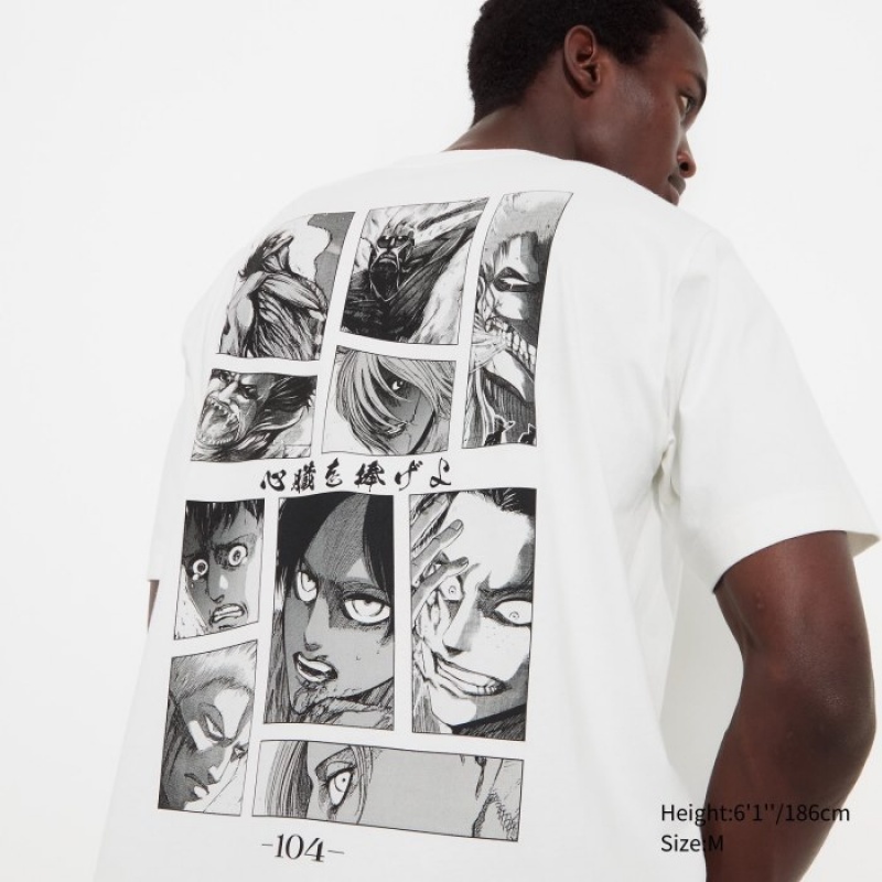 Camiseta Uniqlo Attack on Titan UT Short Sleeve Mujer Blancas | 429439