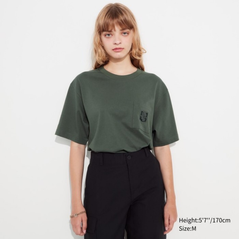 Camiseta Uniqlo Attack on Titan UT Short-Sleeve Mujer Verde | 8976125