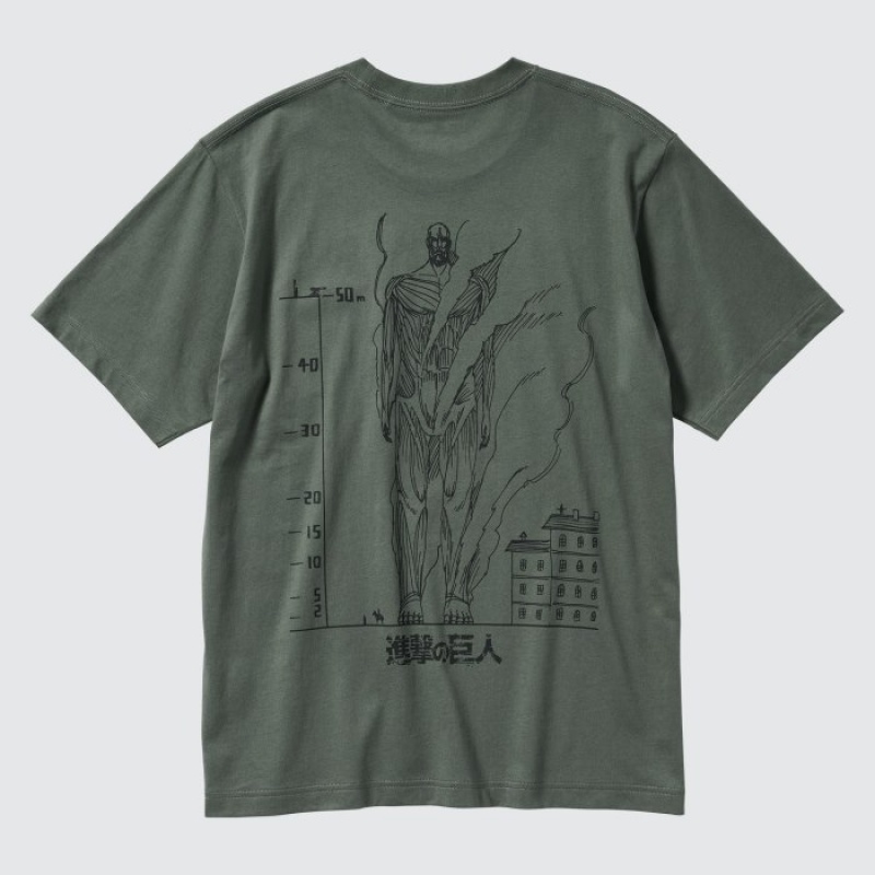 Camiseta Uniqlo Attack on Titan UT Short-Sleeve Mujer Verde | 8976125