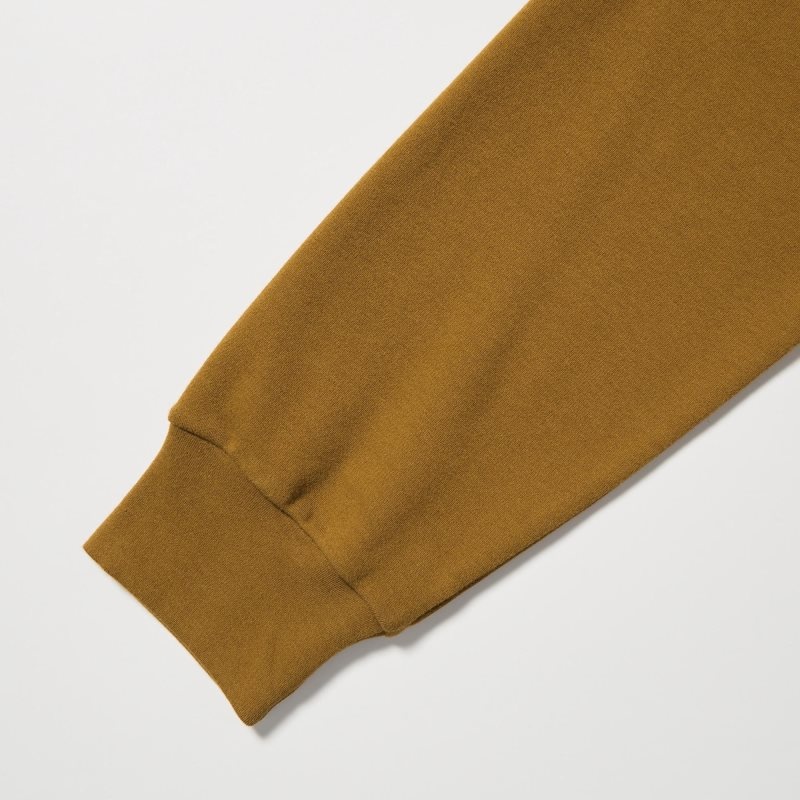 Camiseta Uniqlo Brushed Cotton Crew Neck Long-sleeve Hombre Marrones | 7341241