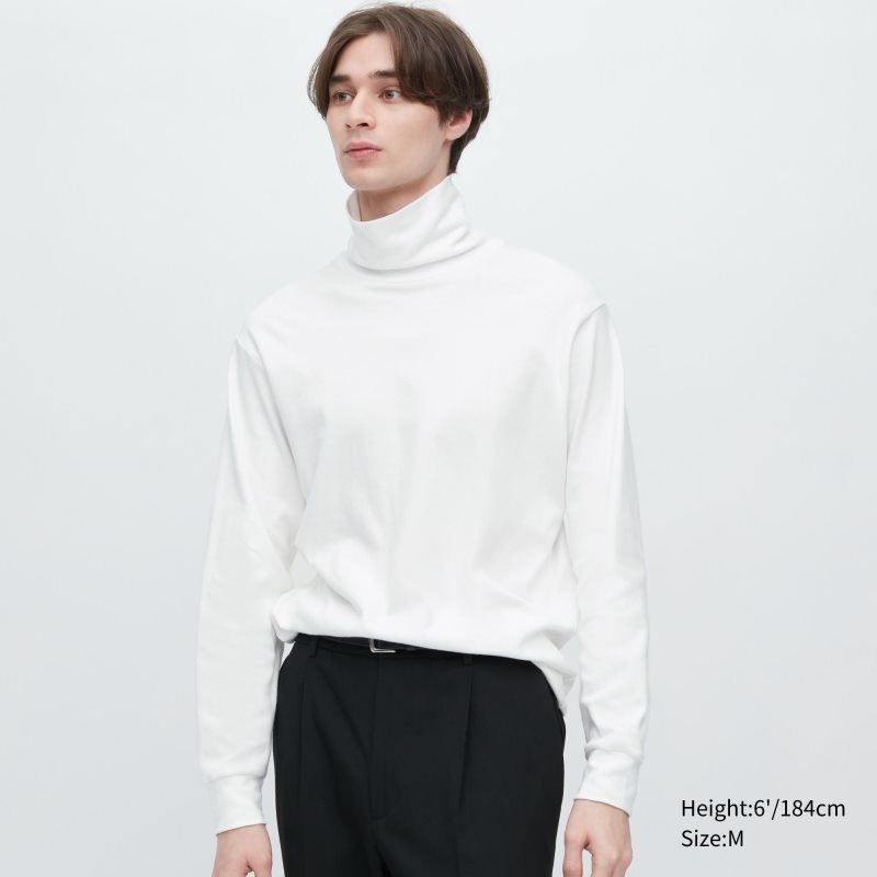 Camiseta Uniqlo Brushed Cotton Turtleneck Long-sleeve Hombre Blancas | 7310965