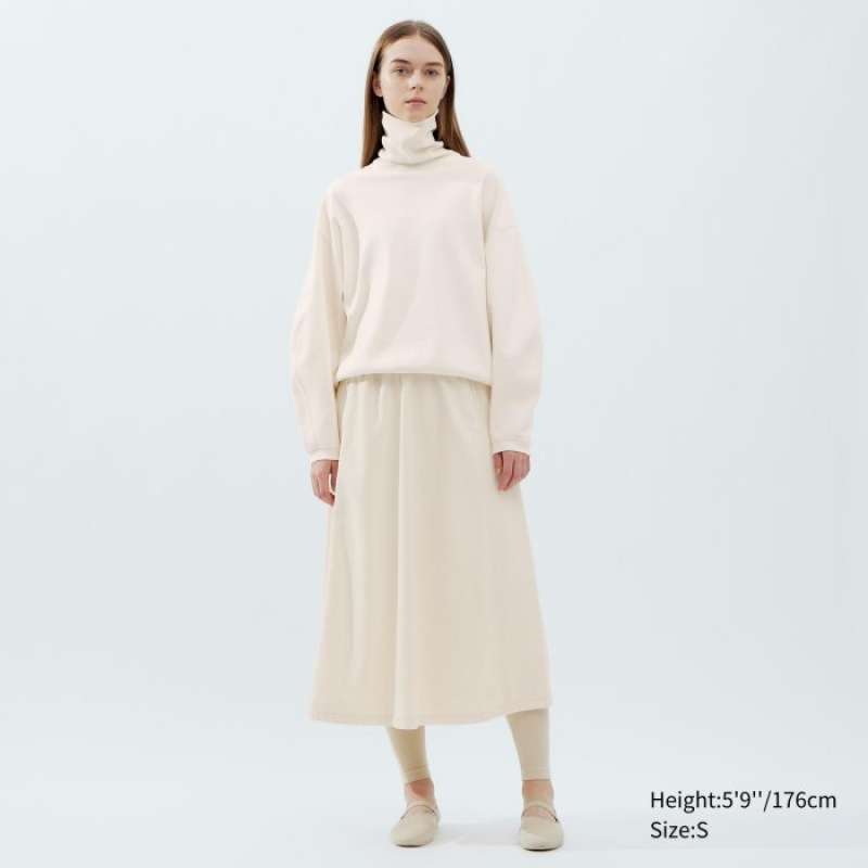 Camiseta Uniqlo Brushed Jersey Turtleneck Long-Sleeve Mujer Blancas | 6844416