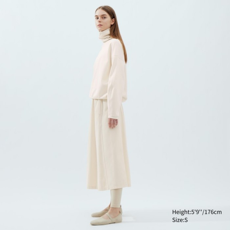 Camiseta Uniqlo Brushed Jersey Turtleneck Long-Sleeve Mujer Blancas | 6844416
