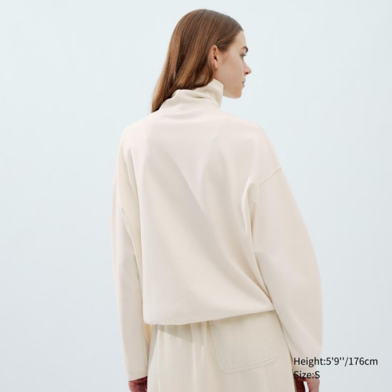 Camiseta Uniqlo Brushed Jersey Turtleneck Long-Sleeve Mujer Blancas | 6844416