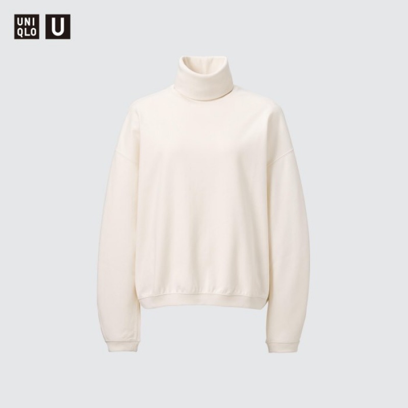 Camiseta Uniqlo Brushed Jersey Turtleneck Long-Sleeve Mujer Blancas | 6844416