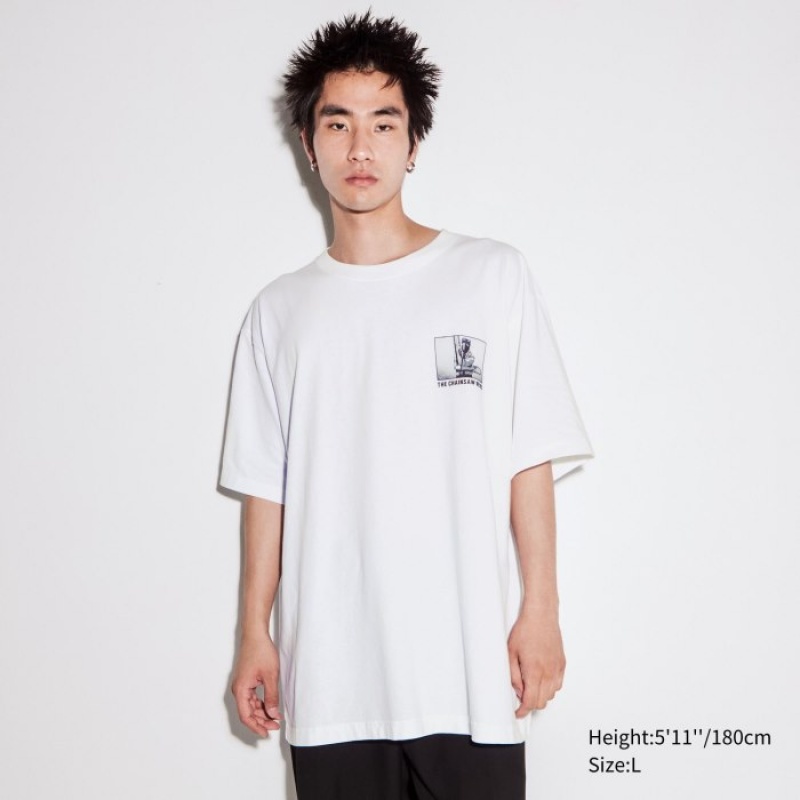 Camiseta Uniqlo Chainsaw Man × Kosuke Kawamura UT Oversized Short-Sleeve Denji Mujer Blancas | 7204099