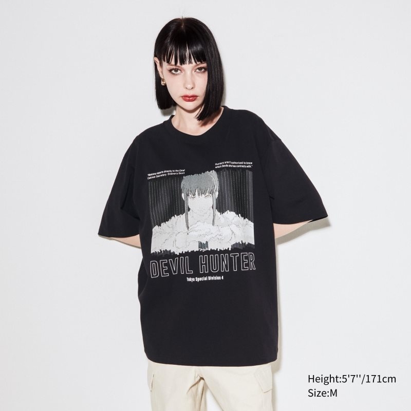 Camiseta Uniqlo Chainsaw Man × Kosuke Kawamura Short Sleeve Ut Oversized Hombre Negras | 6918882