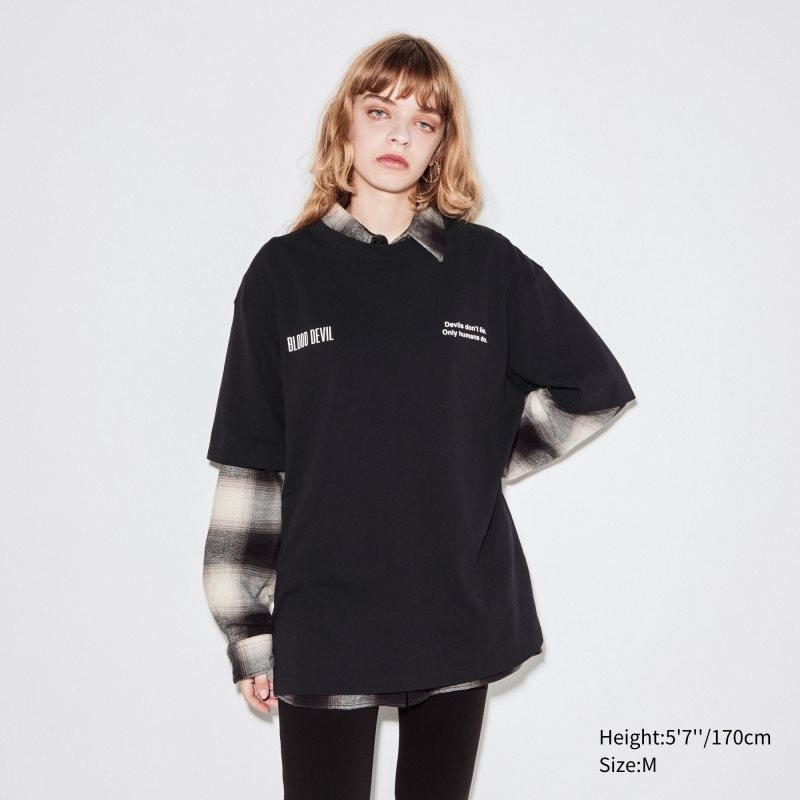 Camiseta Uniqlo Chainsaw Man × Kosuke Kawamura Short Sleeve Ut Oversized Hombre Negras | 7836617
