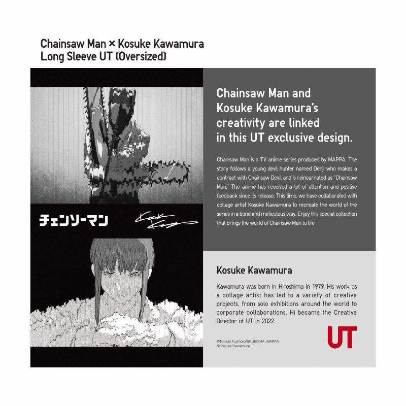 Camiseta Uniqlo Chainsaw Man × Kosuke Kawamura Ut Long-sleeve Graphic Hombre Blancas | 6649713
