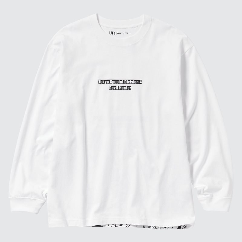 Camiseta Uniqlo Chainsaw Man × Kosuke Kawamura Ut Long-sleeve Graphic Hombre Blancas | 6649713