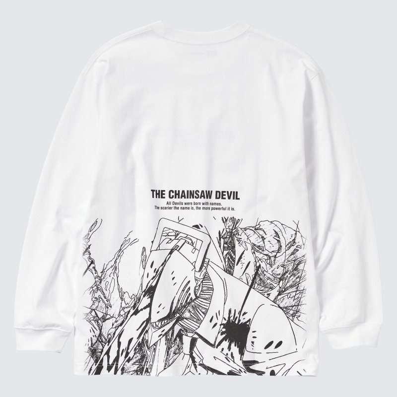 Camiseta Uniqlo Chainsaw Man × Kosuke Kawamura Ut Long-sleeve Graphic Hombre Blancas | 6649713