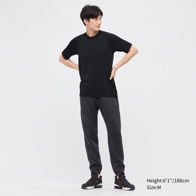 Camiseta Uniqlo DRY-EX Crew Neck Short-Sleeve Printed Hombre Negras | 6056658