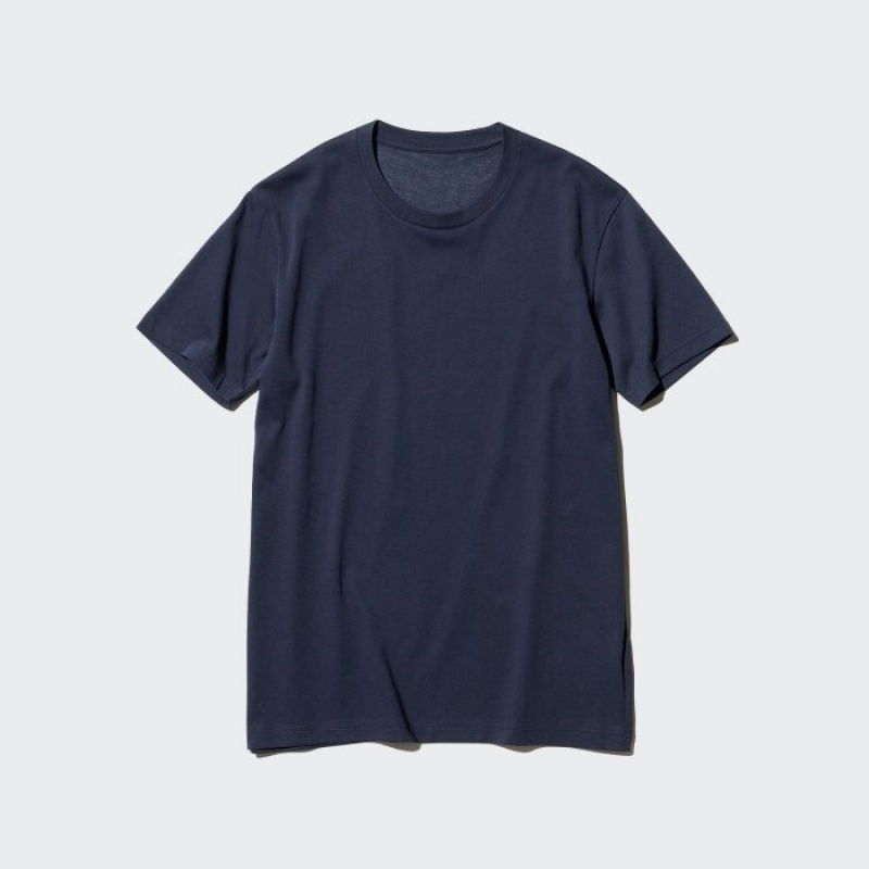 Camiseta Uniqlo Dry Color Crew Neck Short-Sleeve Mujer Azul Marino | 6337557