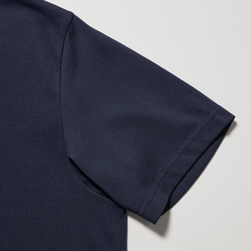 Camiseta Uniqlo Dry Color V-Neck Short-Sleeve Hombre Azul Marino | 5694531