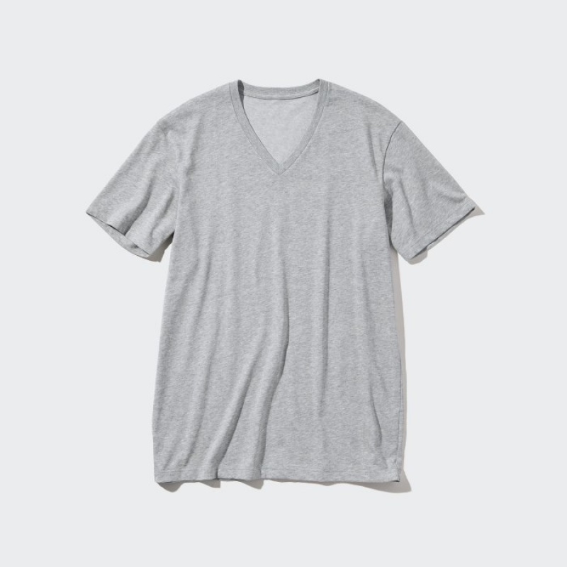 Camiseta Uniqlo Dry Color V-Neck Short-Sleeve Mujer Rosas | 7202846