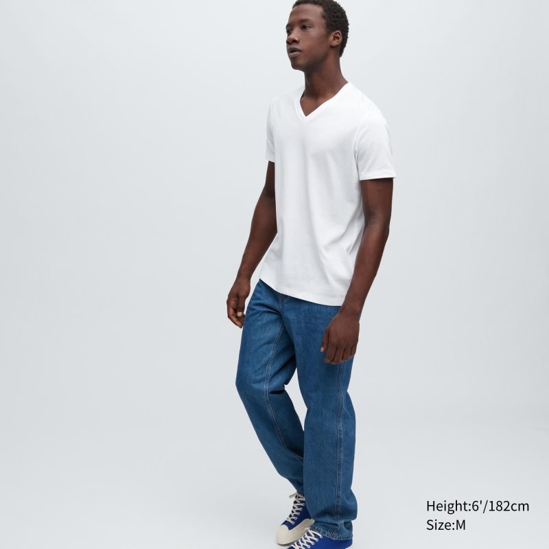 Camiseta Uniqlo Dry Color V-Neck Short-Sleeve Hombre Blancas | 1524103