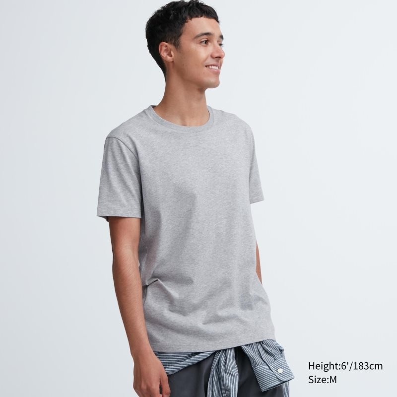 Camiseta Uniqlo Dry Crew Neck Short-sleeve Color Hombre Gris | 197018