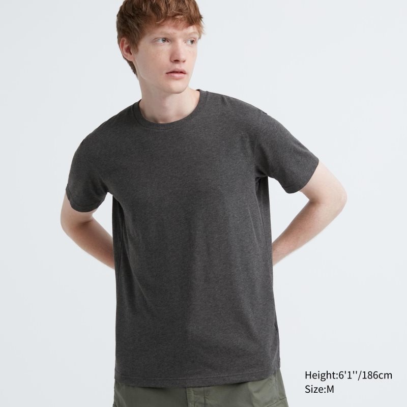 Camiseta Uniqlo Dry Crew Neck Short-sleeve Color Hombre Gris | 848579