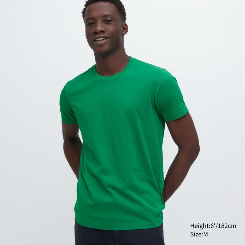 Camiseta Uniqlo Dry Crew Neck Short-sleeve Color Hombre Verde | 26972