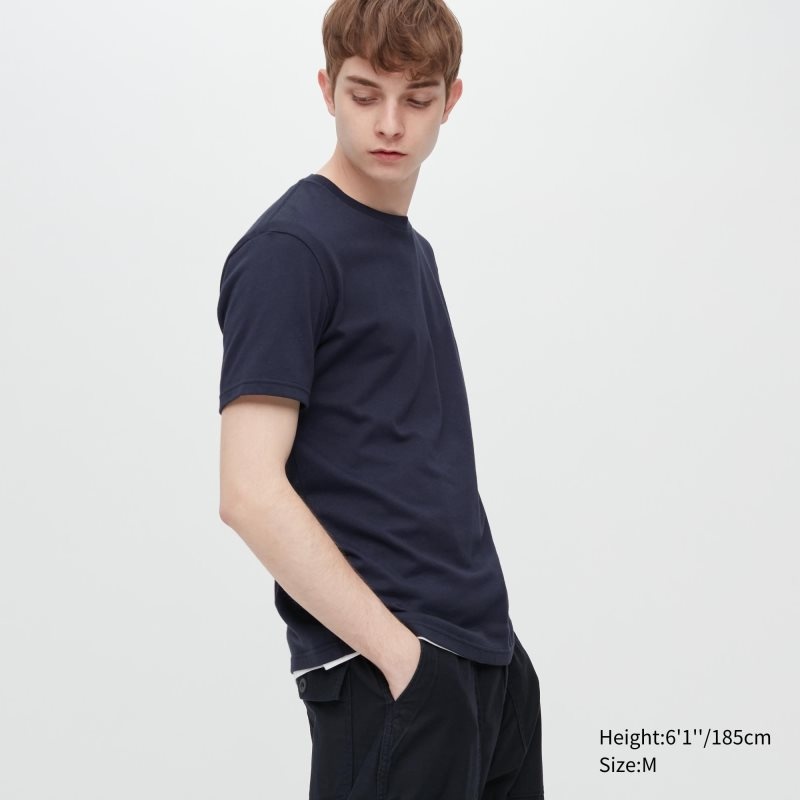 Camiseta Uniqlo Dry Crew Neck Short-sleeve Color Hombre Azul Marino | 2854254