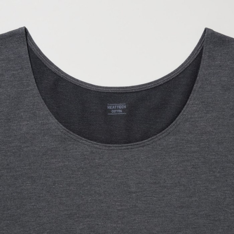 Camiseta Uniqlo HEATTECH Cotton Scoop Neck Long-Sleeve Mujer Gris | 560043