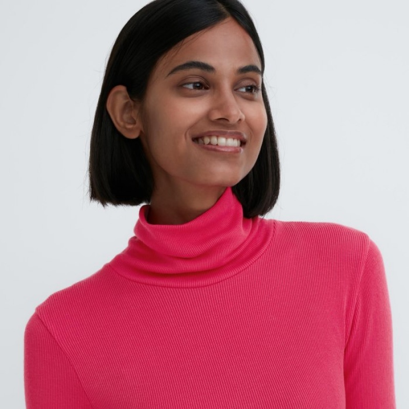 Camiseta Uniqlo HEATTECH Extra Warm Seamless Ribbed Turtleneck Long-Sleeve Mujer Blancas | 4265098