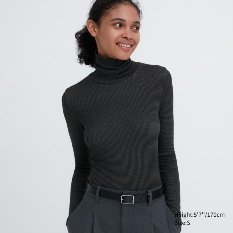 Camiseta Uniqlo HEATTECH Extra Warm Seamless Turtleneck Mujer Gris | 1464873