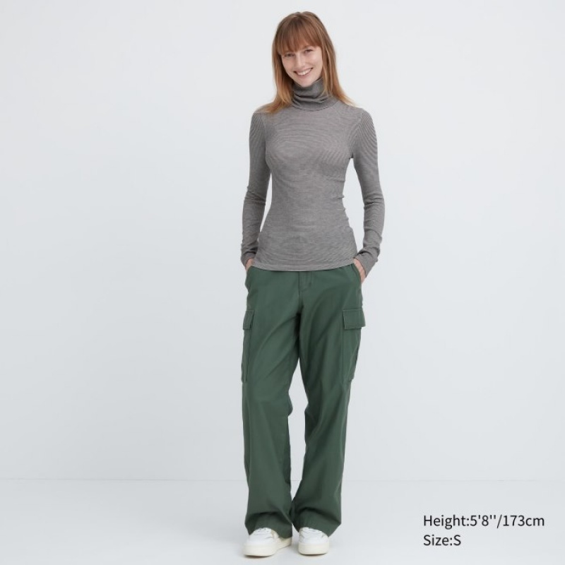 Camiseta Uniqlo HEATTECH Extra Warm Seamless Turtleneck Mujer Gris | 4590899