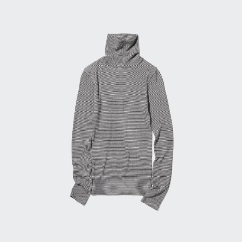 Camiseta Uniqlo HEATTECH Extra Warm Seamless Turtleneck Mujer Gris | 4590899