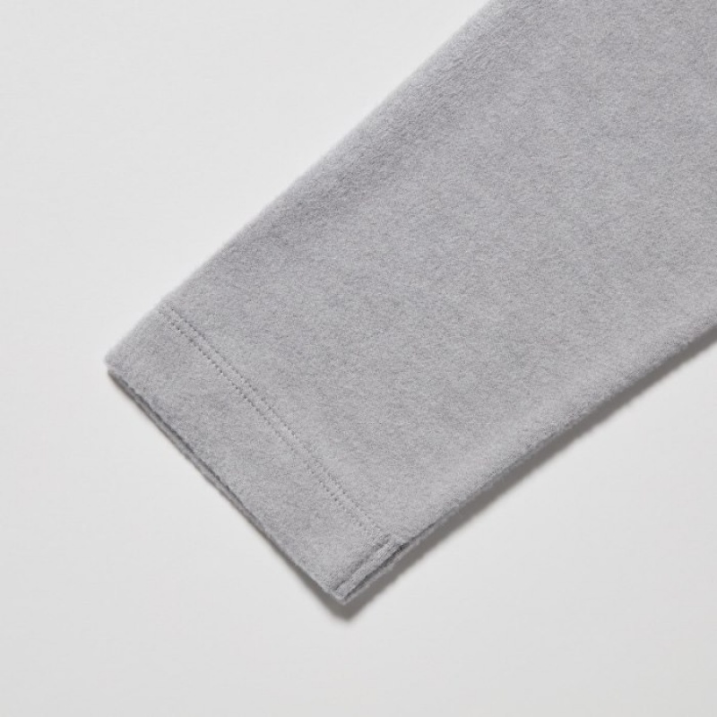 Camiseta Uniqlo HEATTECH Fleece Crew Neck Long-Sleeve Mujer Gris | 1506234