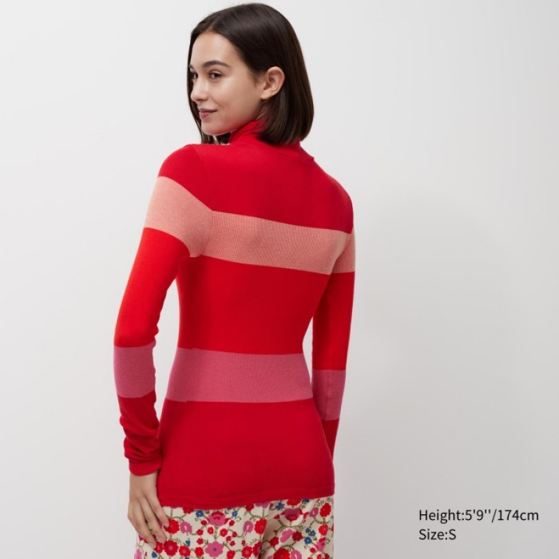 Camiseta Uniqlo HEATTECH Seamless Ribbed Extra Warm Mujer Rojas | 9934159