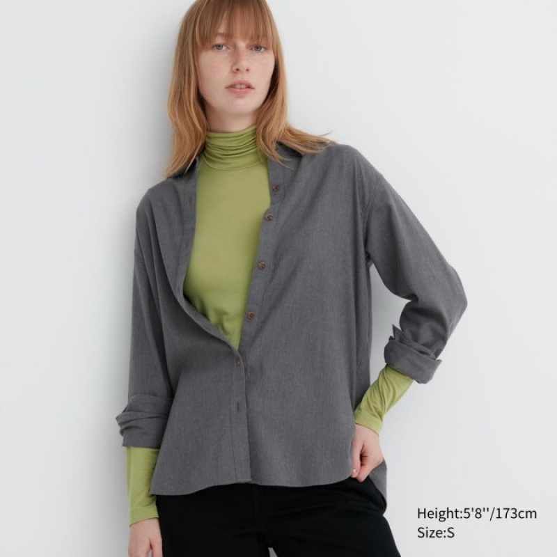 Camiseta Uniqlo HEATTECH Ultra Light Turtleneck Long-Sleeve Mujer Verde | 4174069