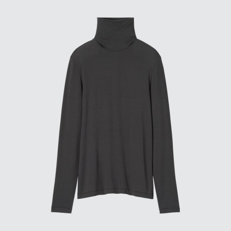 Camiseta Uniqlo HEATTECH Ultra Light Turtleneck Long-Sleeve Mujer Negras | 1519967