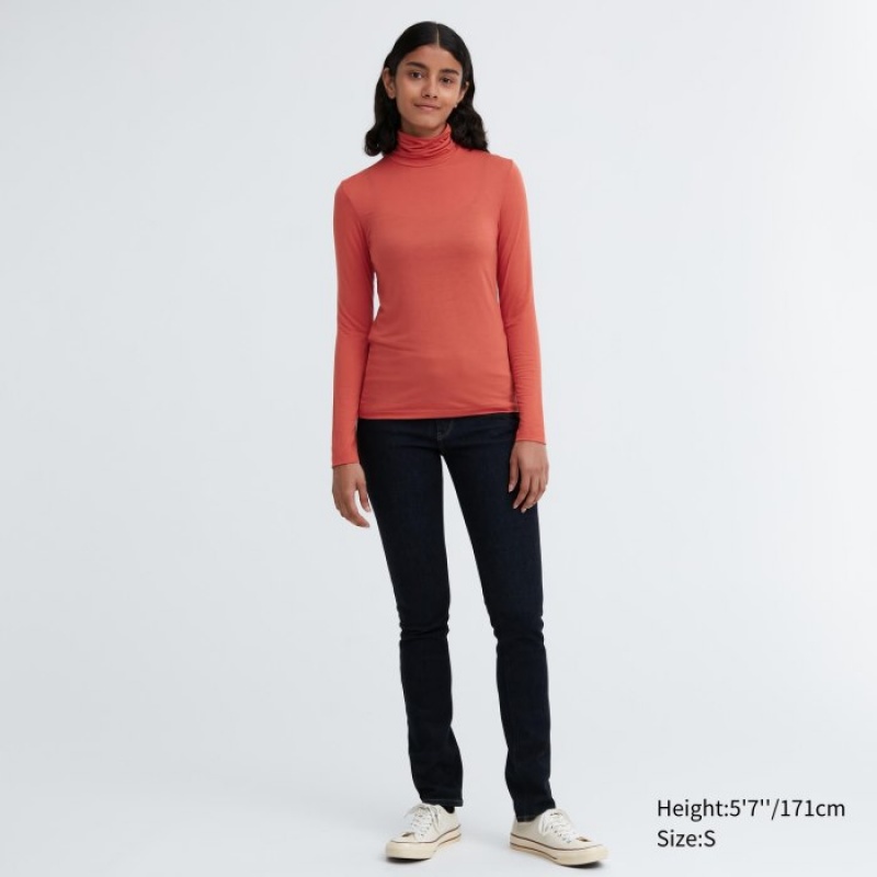 Camiseta Uniqlo HEATTECH Ultra Light Turtleneck Long-Sleeve Mujer Moradas | 123039