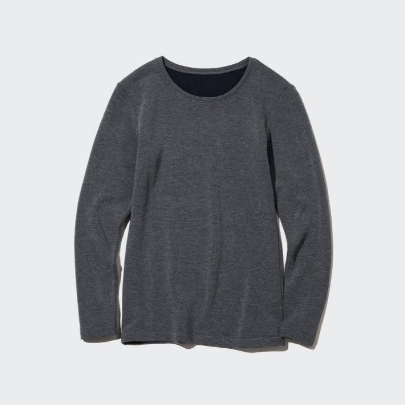 Camiseta Uniqlo HEATTECH Ultra Warm Crew Neck Long-Sleeve Mujer Gris | 592095