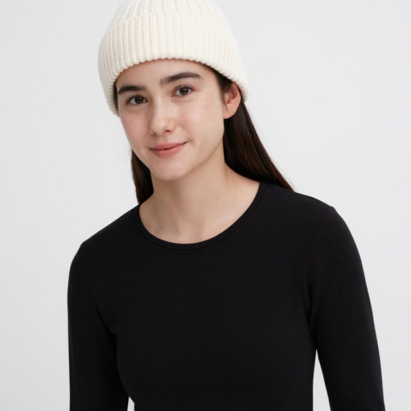 Camiseta Uniqlo HEATTECH Ultra Warm Crew Neck Long-Sleeve Mujer Negras | 4570412