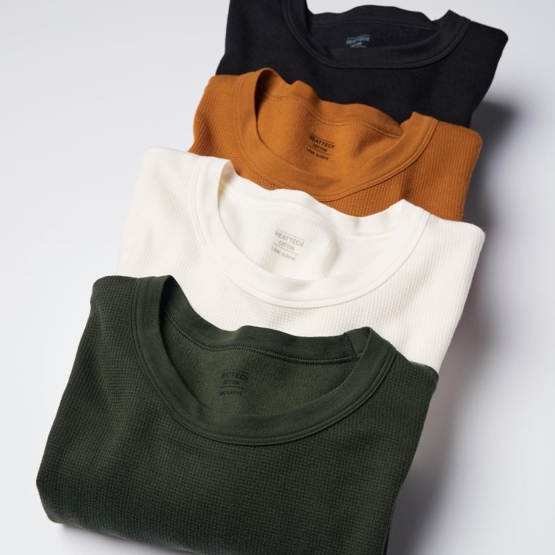 Camiseta Uniqlo Heattech Cotton Waffle Crew Neck Extra Warm Hombre Blancas | 7474377