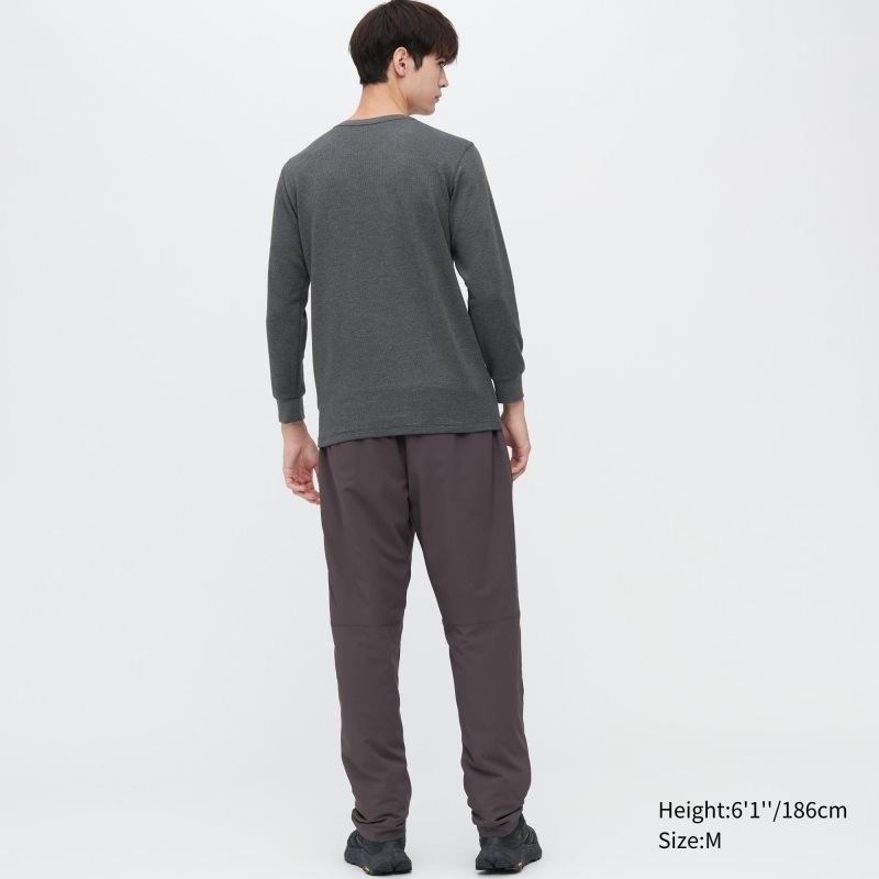 Camiseta Uniqlo Heattech Cotton Waffle Crew Neck Long-sleeve Extra Warm Hombre Gris | 7297973
