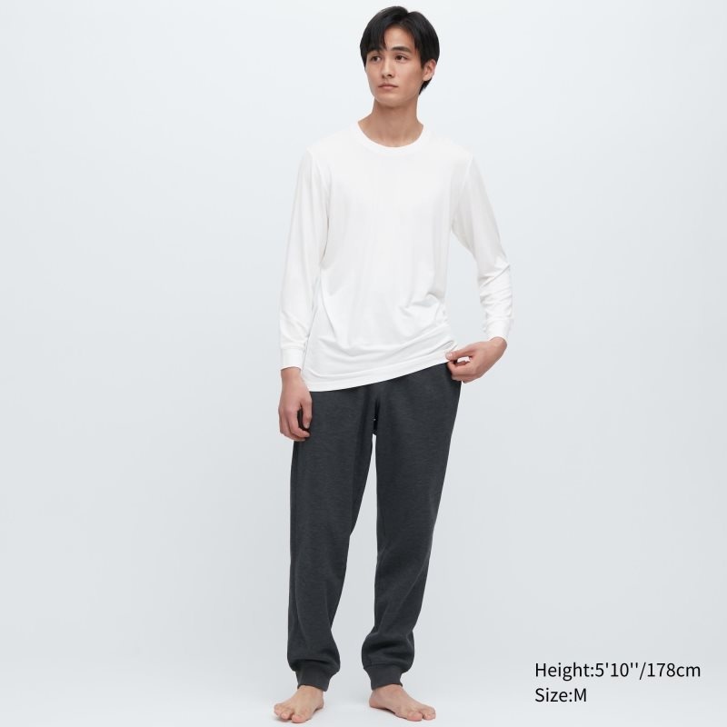 Camiseta Uniqlo Heattech Crew Neck Long-sleeve Hombre Blancas | 930215