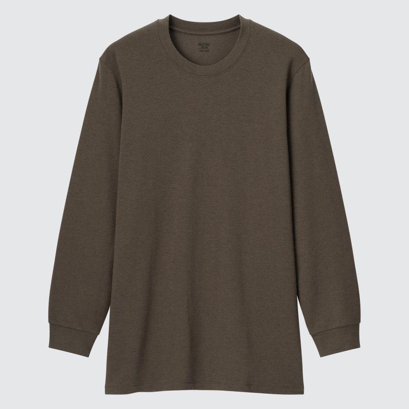 Camiseta Uniqlo Heattech Extra Warm Cotton Crew Neck Hombre Marrones | 8237169
