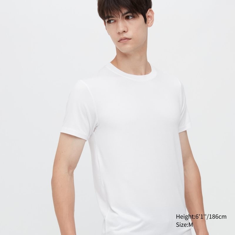 Camiseta Uniqlo Heattech Short Sleeve Hombre Blancas | 1742961