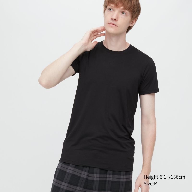 Camiseta Uniqlo Heattech Short Sleeve Hombre Negras | 3705212