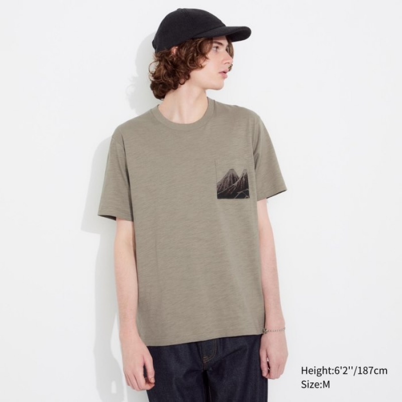 Camiseta Uniqlo Hokusai UT Short Sleeve Mujer Beige | 4464343
